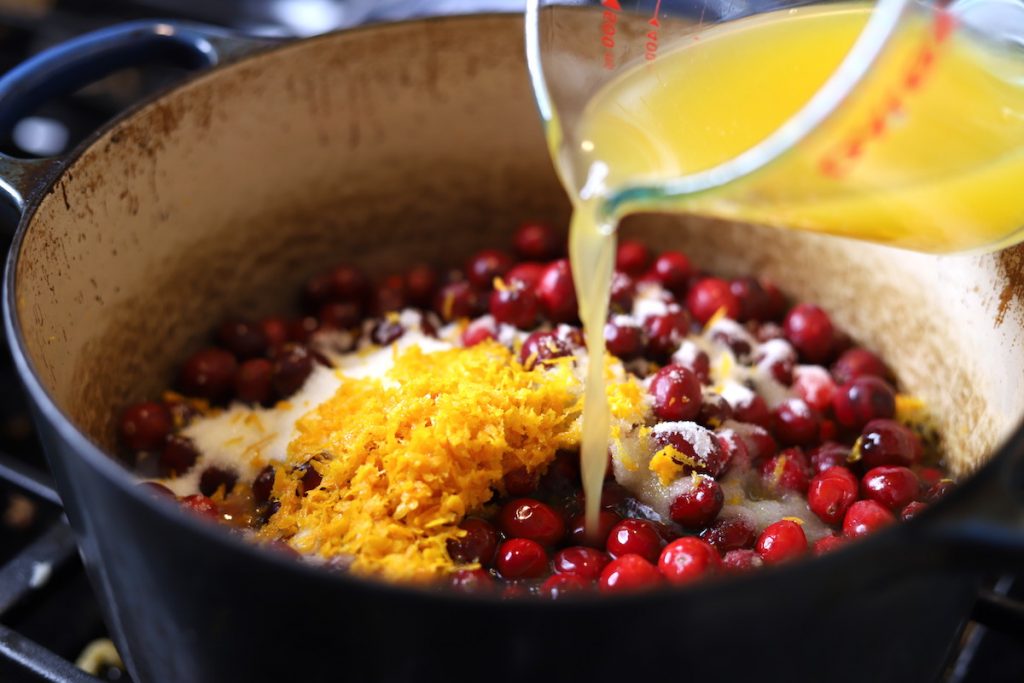fresh cranberries with orange zest for sauce