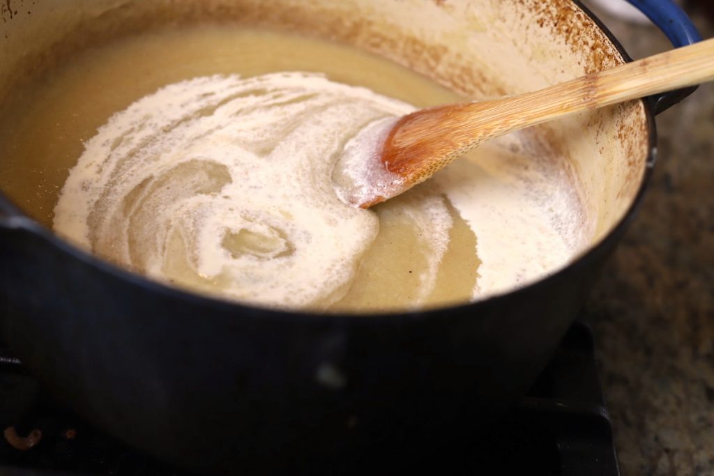 cream in apple and parsnip puree