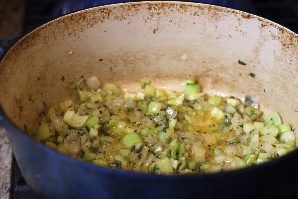 onion celery and herbs for stuffing