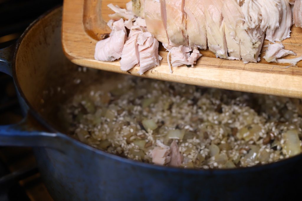 adding turkey to risotto