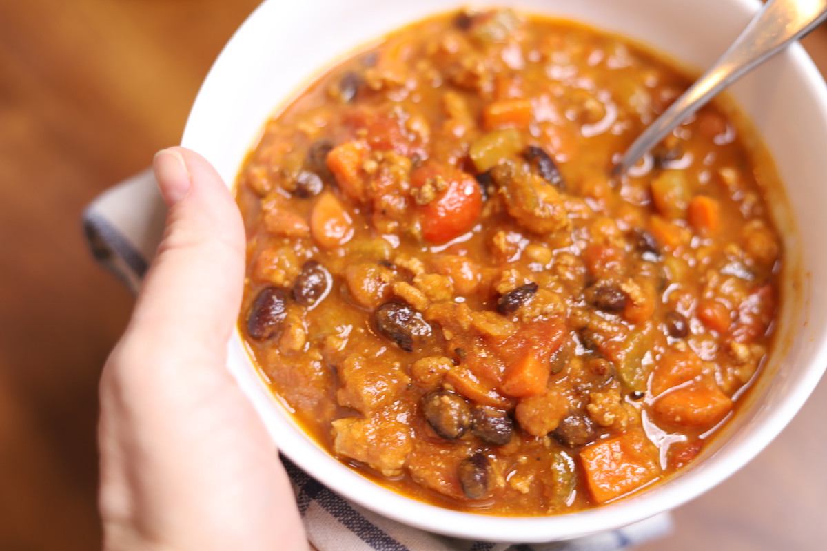 bowl of pumpkin chili